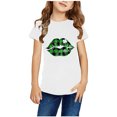 thumbnail image 1 of Piuwrlz Short Tops Sleeve Shirts for Girls Printed Round Neck Tops Shirt Undershirts White Size 13 Years, 1 of 4