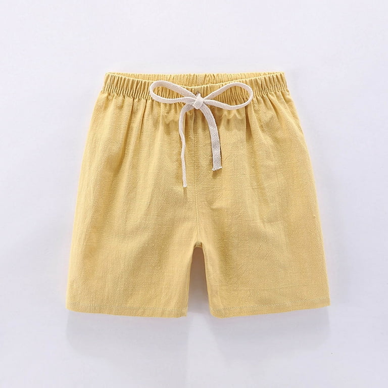 piuwrlz Shorts for Children's Boys Girls Solid Color Single Piece Short  Trousers Yellow Size 3-4Years 
