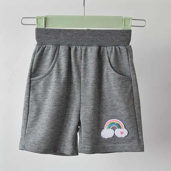 piuwrlz Shorts for Children's/Kids Girls Solid Color Single Piece Short Trousers Gray Size 9 Years