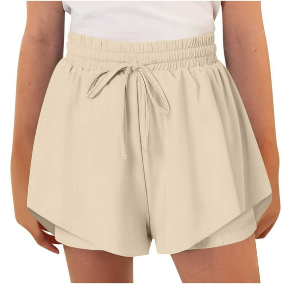 piuwrlz Shorts for Children's/Kids Girls Solid Color Single Piece Short Trousers Khaki Size 6 Years