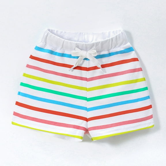 piuwrlz Shorts for Girls Short Pants Striped Single Piece Short Trousers White Size 3Y