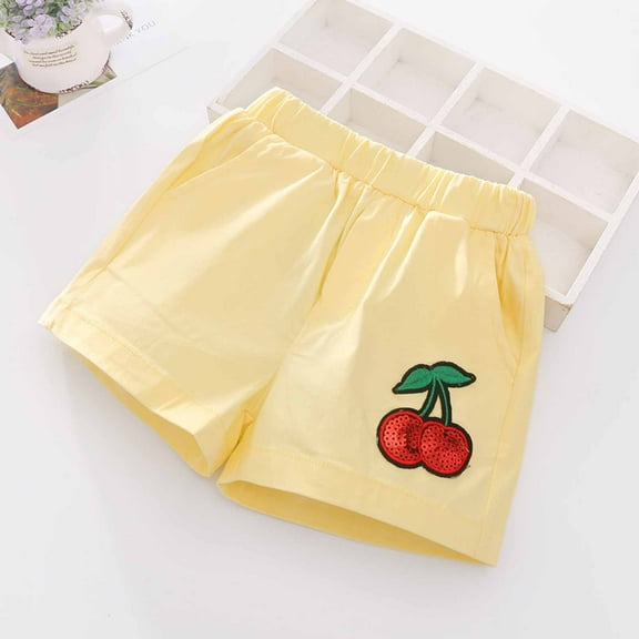 piuwrlz Shorts for Kid Toddler Boy Girls Elastic Solid Color Single Piece Short Trousers Yellow Size 8-9 Years