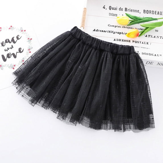 piuwrlz Single Piece Short Skirt for Kid Girls Mesh Yarn Princess Skirt Bubble Skirt Skirts Solid Color Single Piece Mesh Yarn Skirts Black Size 11-12Years