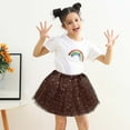 thumbnail image 1 of piuwrlz Single Piece Short Skirt for Kid Girls Mesh Yarn Sequin Princess Skirt Bubble Skirt Skirts Solid Color Single Piece Mesh Yarn Skirts Brown Size 3-9Years, 1 of 5