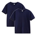 thumbnail image 1 of piuwrlz Summer 2PC Short T-Shirts for Girls Short Tops Sleeve Solid Color Cotton T Shirt Top Kids Navy Size 11 Years, 1 of 6