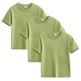 thumbnail image 1 of piuwrlz Summer 3PC Short T-Shirts for Girls Short Tops Sleeve Solid Color Cotton T Shirt Top Kids Green Size 11 Years, 1 of 6