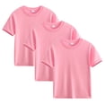thumbnail image 1 of piuwrlz Summer 3PC Short T-Shirts for Girls Short Tops Sleeve Solid Color Cotton T Shirt Top Kids Pink Size 11 Years, 1 of 7