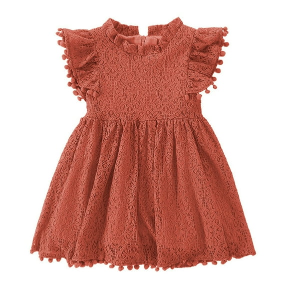 piuwrlz Summer Children Short Shirt Skirts 2 years for Little Girls Dresses Printed Solid Color Dress Orange