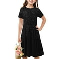 thumbnail image 1 of piuwrlz Summer Children Short Shirt Skirts 9 Years for Little Girls Dresses Solid Color Simplicity Dress Black, 1 of 7