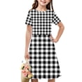 thumbnail image 1 of piuwrlz Summer Children Short Shirt Skirts 4 Years for Little Girls Dresses Printed Stripe Simplicity Checkered Dress Black, 1 of 7