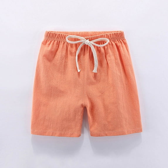 Piuwrlz Summer Pants for Kid/Toddler Boy Girls Solid Color Single Piece Short Trousers Orange Size 4-5Years