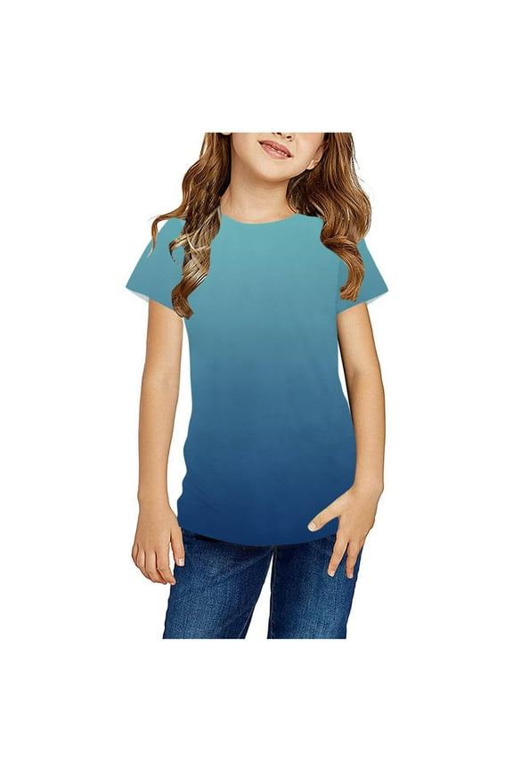 Summer Short T-Shirts for Girls Short Tops Sleeve Bandhnu Printed Round Neck Tops Shirt Bandhnu Undershirts Multicolor Size 13-14 Years