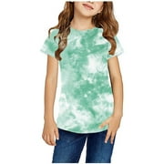 Piuwrlz Summer Clearance Short T-Shirts for Girls Short Tops Sleeve Green Size 4-5 Years