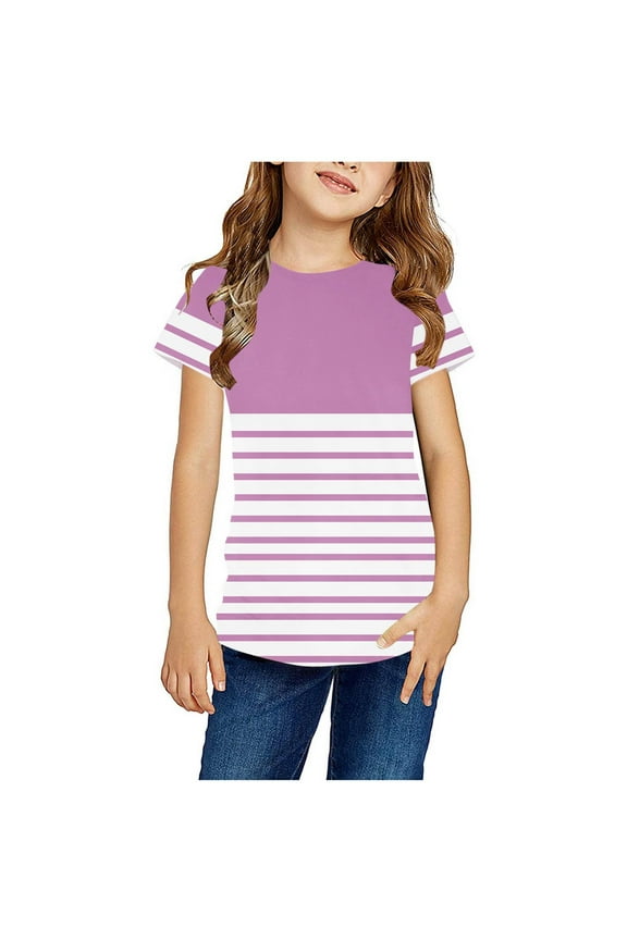 Summer Short T-Shirts for Girls Short Tops Sleeve Pink Size 13-14 Years