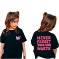 thumbnail image 1 of piuwrlz Summer Short T-Shirts for Girls Short Tops Sleeve Printed Round Neck Tops Shirt Undershirts Black Size 120, 1 of 5