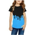 thumbnail image 1 of Piuwrlz Summer Short Tops Sleeve Shirts for Girls Blue Size 7-8 Years, 1 of 5