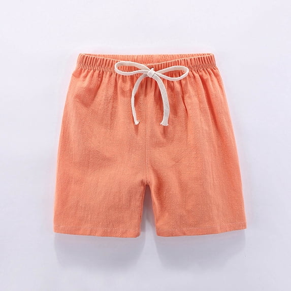 Piuwrlz Summer Shorts for Kid Toddler Boy Girls Solid Color Single Piece Short Trousers Orange Size 5-6Years