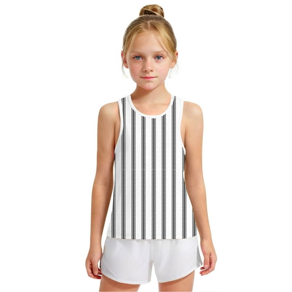 piuwrlz Summer Sports Sleeveles Vest Baby Girls Boys Quick Dry Tank Tops Fashionable Round Neck Stripe Pullover Black Size 10 Years