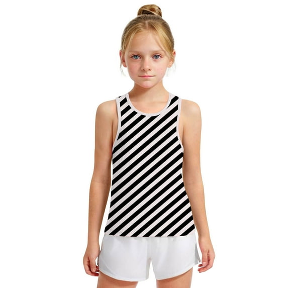 piuwrlz Summer Sports Sleeveles Vest Baby Girls Boys Quick Dry Tank Tops Fashionable Round Neck Stripe Pullover Black Size 4 Years