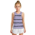 thumbnail image 1 of piuwrlz Summer Sports Sleeveles Vest Baby Girls Boys Quick Dry Tank Tops Fashionable Round Neck Stripe Pullover Purple Size 8 Years, 1 of 6