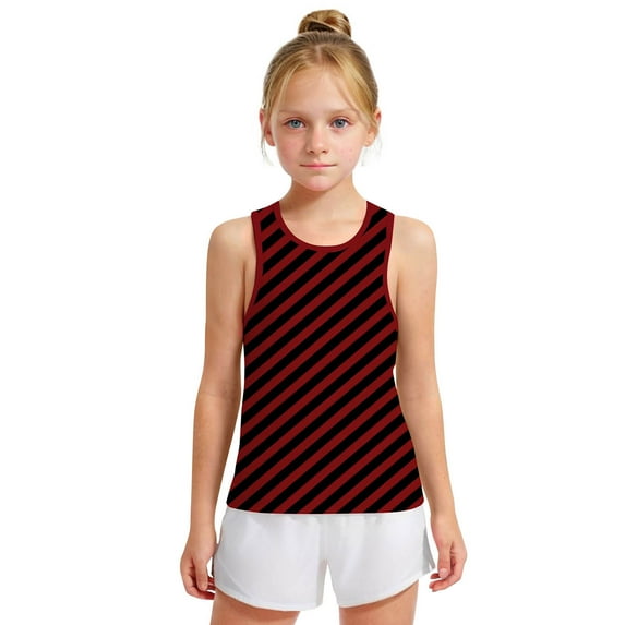 piuwrlz Summer Sports Sleeveles Vest Baby Girls Boys Quick Dry Tank Tops Fashionable Round Neck Stripe Pullover Red Size 8 Years