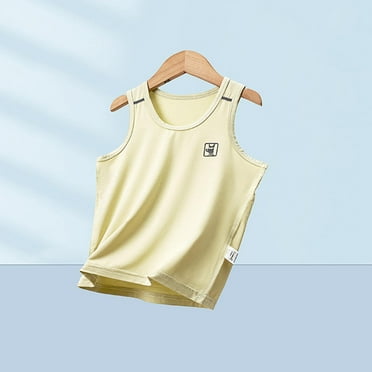 piuwrlz Summer Clearance Sports Sleeveles Vest Baby Girls Boys Quick Dry Tank Tops New Round Neck Pullover Yellow Size 4 Years