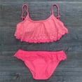 thumbnail image 1 of piuwrlz Summer Summer Swimwear Teen Girls Split Body Swimming Suit Ruffle 2 Piece Sleeveless Swimwear Red Size 9-10Years, 1 of 7