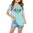 thumbnail image 1 of Piuwrlz Summer Short T-Shirts for Girls Short Tops Sleeve Printed Tops Cotton Undershirts Blue Size 7 Years, 1 of 1