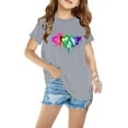thumbnail image 1 of Piuwrlz Summer Short T-Shirts for Girls Short Tops Sleeve Printed Tops Cotton Undershirts Gray Size 3 Years, 1 of 5