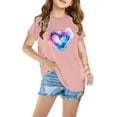 thumbnail image 1 of piuwrlz Summer Short T-Shirts for Girls Short Tops Sleeve Printed Tops Cotton Undershirts Pink Size 9 Years, 1 of 5
