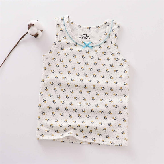 piuwrlz Summer Sleeveles Wide-StrapTank Tops Kids Girls Boys Lightweight Sports Vest Fashionable Round Neck Pullover White Size 8 Years