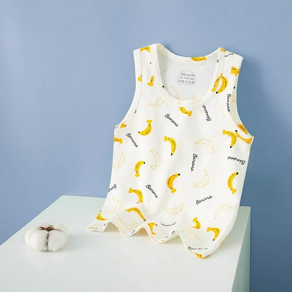 piuwrlz Summer Sleeveles Wide-StrapTank Tops Kids Girls Boys Lightweight Sports Vest Round Neck Simplicity Undershirt Pullover White Size 11 Years
