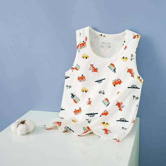 piuwrlz Summer Sleeveles Wide-StrapTank Tops Kids Girls Boys Lightweight Sports Vest Round Neck Simplicity Undershirt Pullover White Size 2 Years