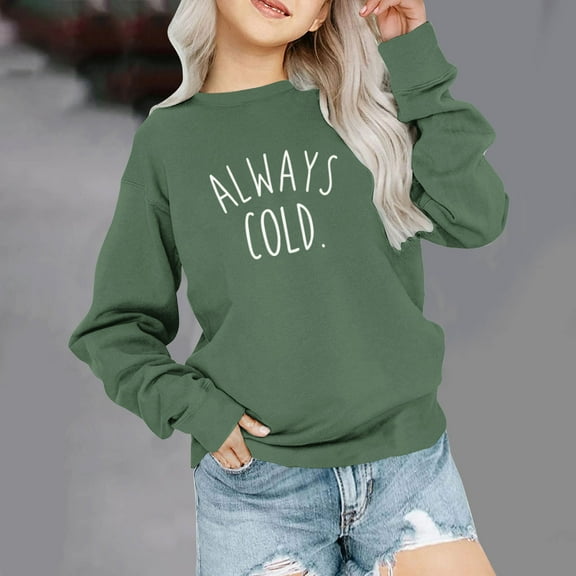 piuwrlz Sweaters for Girls Printed Hoodie Long Sleeves Without a Hat Sweater Green Size 11-12 Years