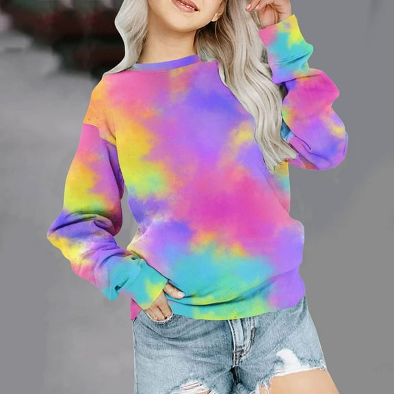piuwrlz Sweaters for Girls Printed Hoodie Long Sleeves Without a Hat Sweater Multicolor Size 11-12 Years