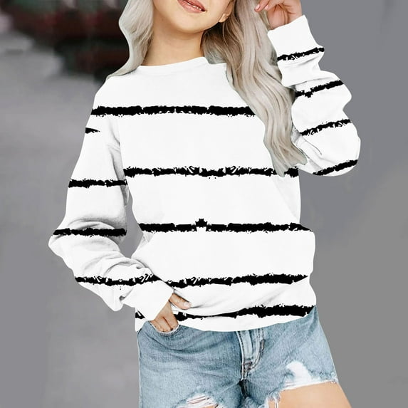 piuwrlz Sweaters for Girls Printed Hoodie Long Sleeves Without a Hat Sweater White Size 7-8 Years