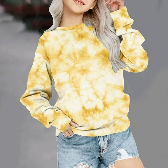 piuwrlz Sweaters for Girls Printed Hoodie Long Sleeves Without a Hat Sweater Yellow Size 7-8 Years