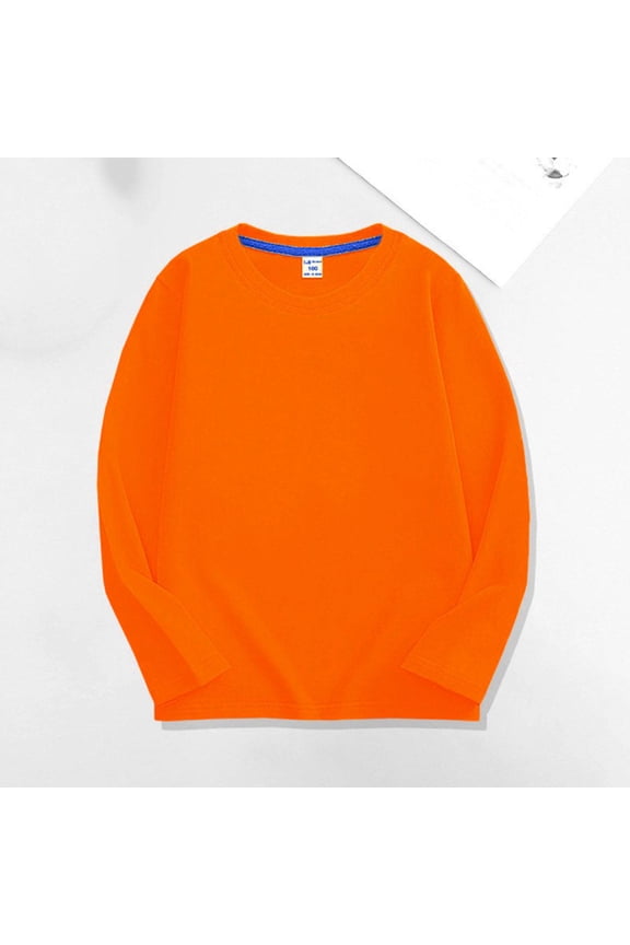 Sweaters for Girls T-Shirt Solid Color Tops Long Sleeves Without a Hat Sweater Orange Size 9-10 Years