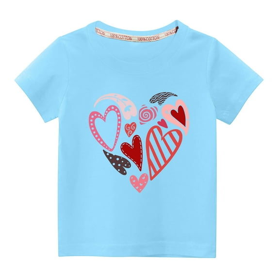 piuwrlz T-Shirt Boy/Girls Fashionable Printed Solid Color Short Sleeve Top Blue Size 4 Years