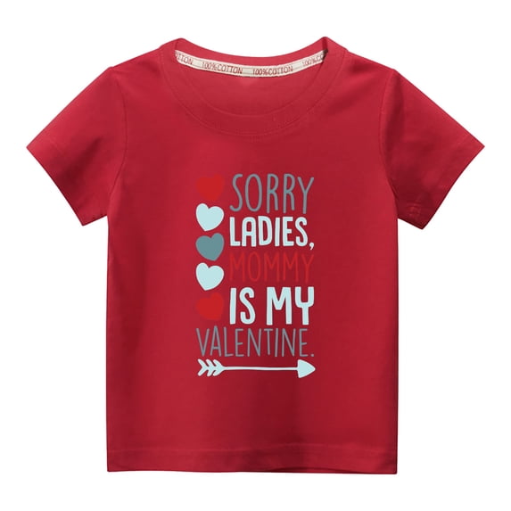 piuwrlz T-Shirt Boy/Girls Fashionable Printed Solid Color Short Sleeve Top Red Size 9 Years