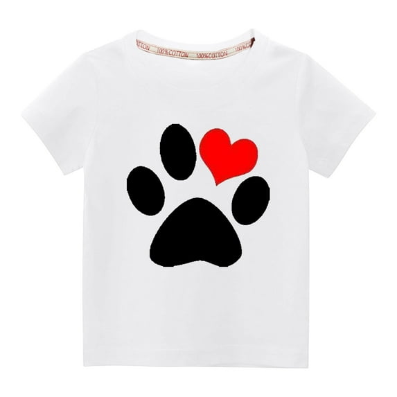 Piuwrlz T-Shirt Boy/Girls Short Sleeve Printed Top White Size 7 Years