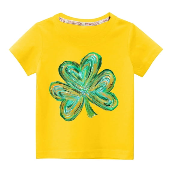 piuwrlz T-Shirt Boy/Girls Short Sleeve Printed Top Yellow Size 7 Years