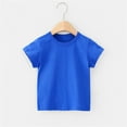 thumbnail image 1 of Piuwrlz T-Shirt Boy/Girls Solid Color Cotton Undershirt Short Sleeve Top Blue Size 4-5Years, 1 of 4