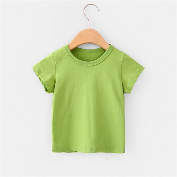 Piuwrlz T-Shirt Boy/Girls Solid Color Cotton Undershirt Short Sleeve Top Green Size 18Months