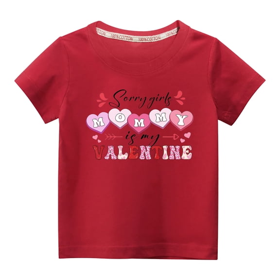 piuwrlz T-Shirt Boy and Girls Fashionable Printed Solid Color Short Sleeve Top Red Size 5 Years