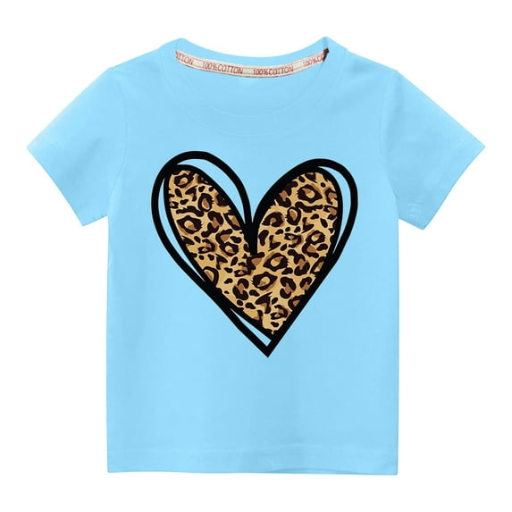 Piuwrlz T-Shirt Boy and Girls Short Sleeve Printed Top Blue Size 4 Years