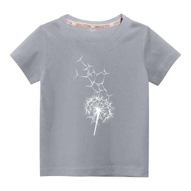 piuwrlz TShirt Boy and Girls Short Sleeve Printed Top Gray Size 5