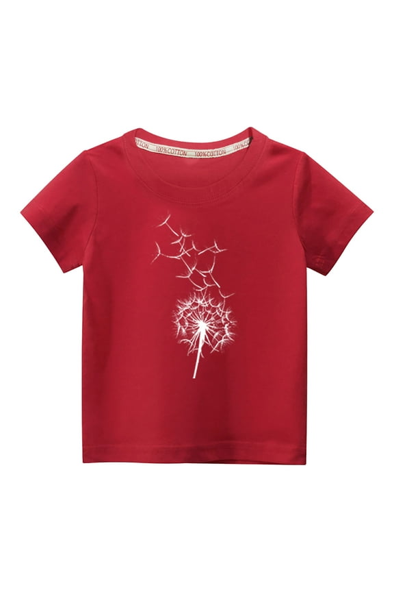 T-Shirt Boy and Girls Short Sleeve Printed Top Red Size 5 Years