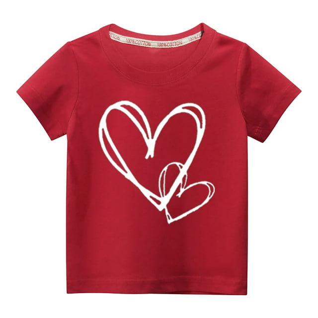 piuwrlz TShirt Boy and Girls Short Sleeve Printed Top Red Size 7 Years