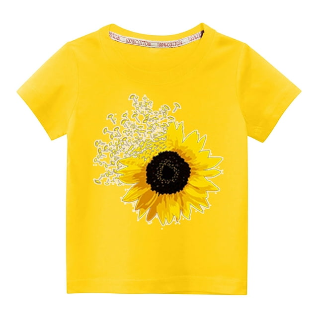 piuwrlz TShirt Boy and Girls Short Sleeve Printed Top Yellow Size 4